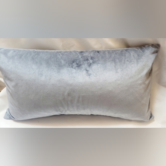 Elite Home Gray Ribbed Velvet Accent Lumbar Pillow 23x12" - Picture 3 of 7